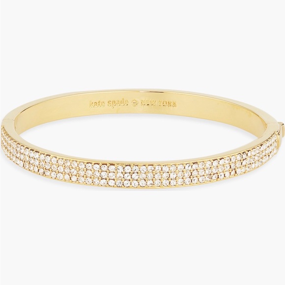 Kate Spade New York gold-tone pavé crystal hinged bangle bracelet - Picture 2 of 6